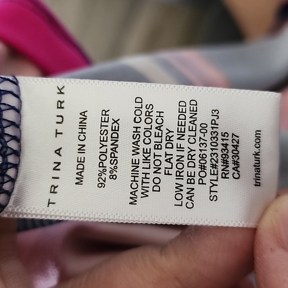 Trina Turk Vinet Short Shift Mini Tunic Dress Scrolling Slit Sleeve Knit Sz L - Picture 13 of 15